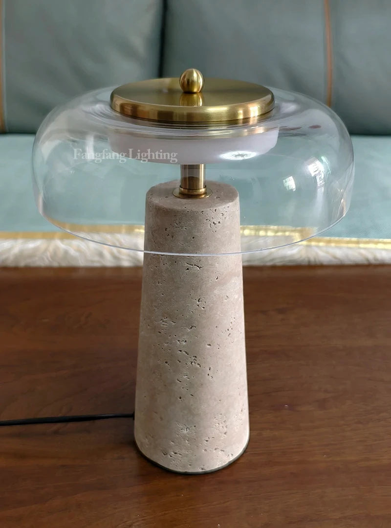Travertine Mushroom Lamp | The Stone Vessel