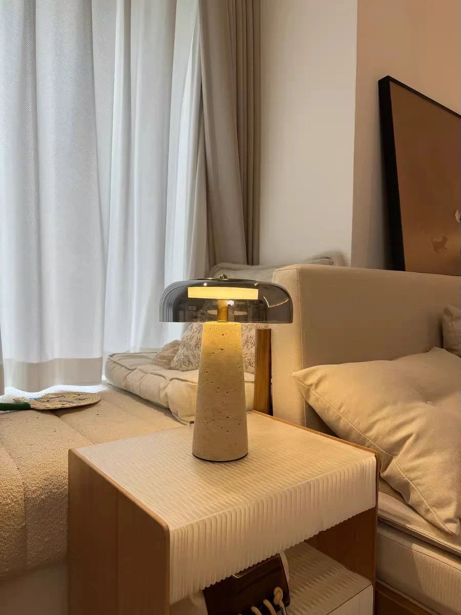 Travertine Mushroom Lamp | The Stone Vessel