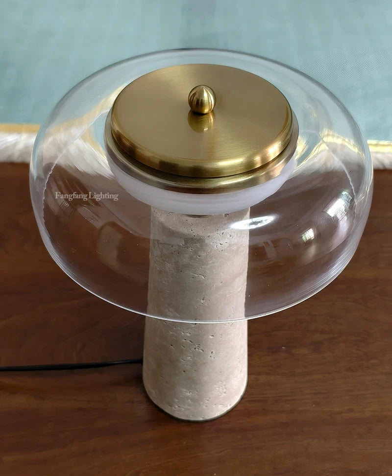 Travertine Mushroom Lamp | The Stone Vessel
