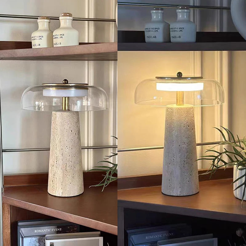 Travertine Mushroom Lamp | The Amber Vessel