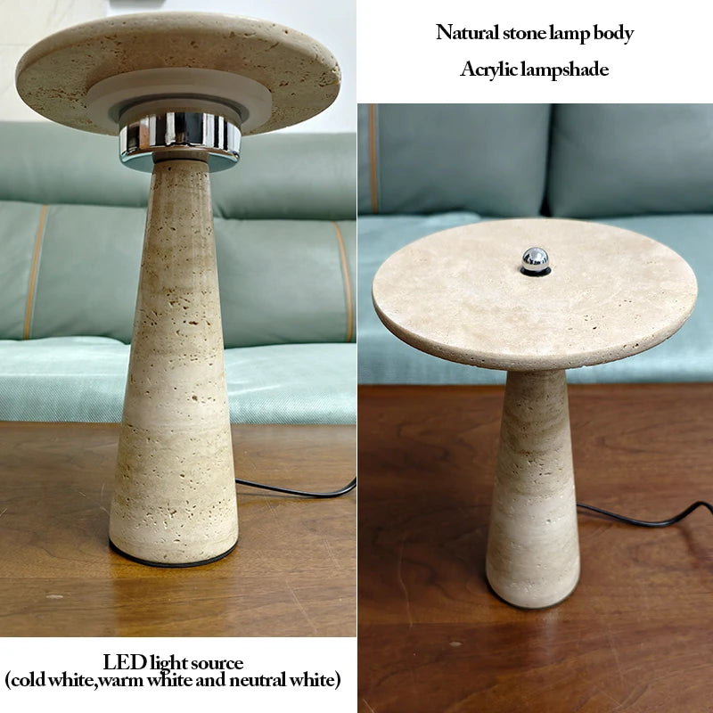 Travertine Mushroom Lamp | The Stone Vessel