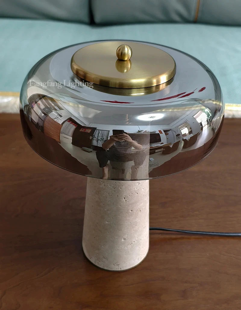 Travertine Mushroom Lamp | The Stone Vessel
