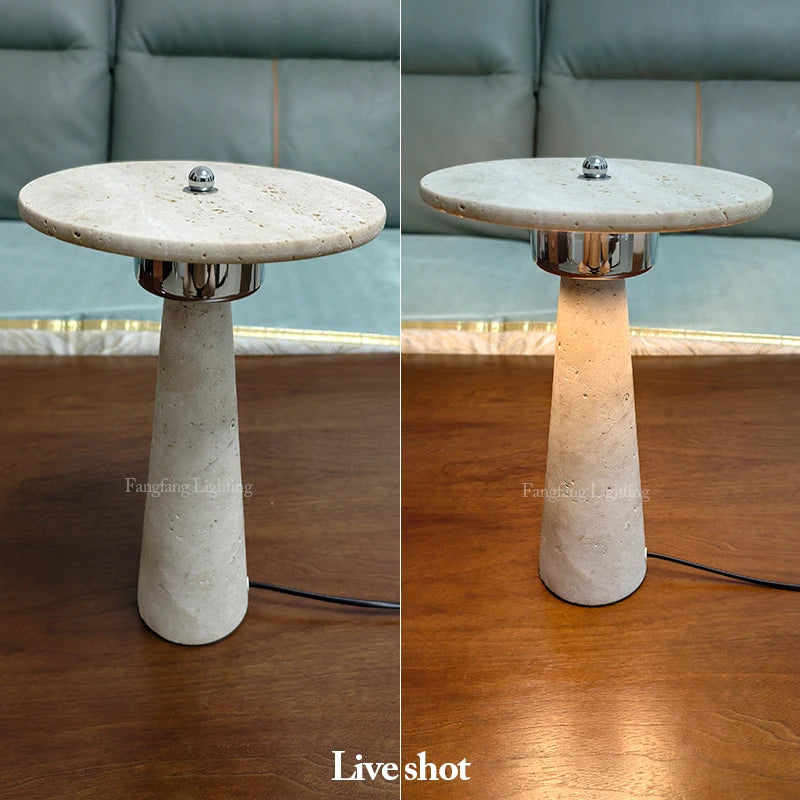 Travertine Mushroom Lamp | The Stone Vessel