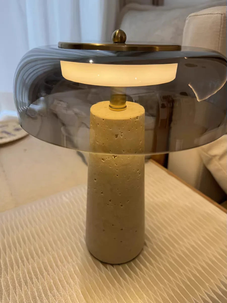 Travertine Mushroom Lamp | The Stone Vessel