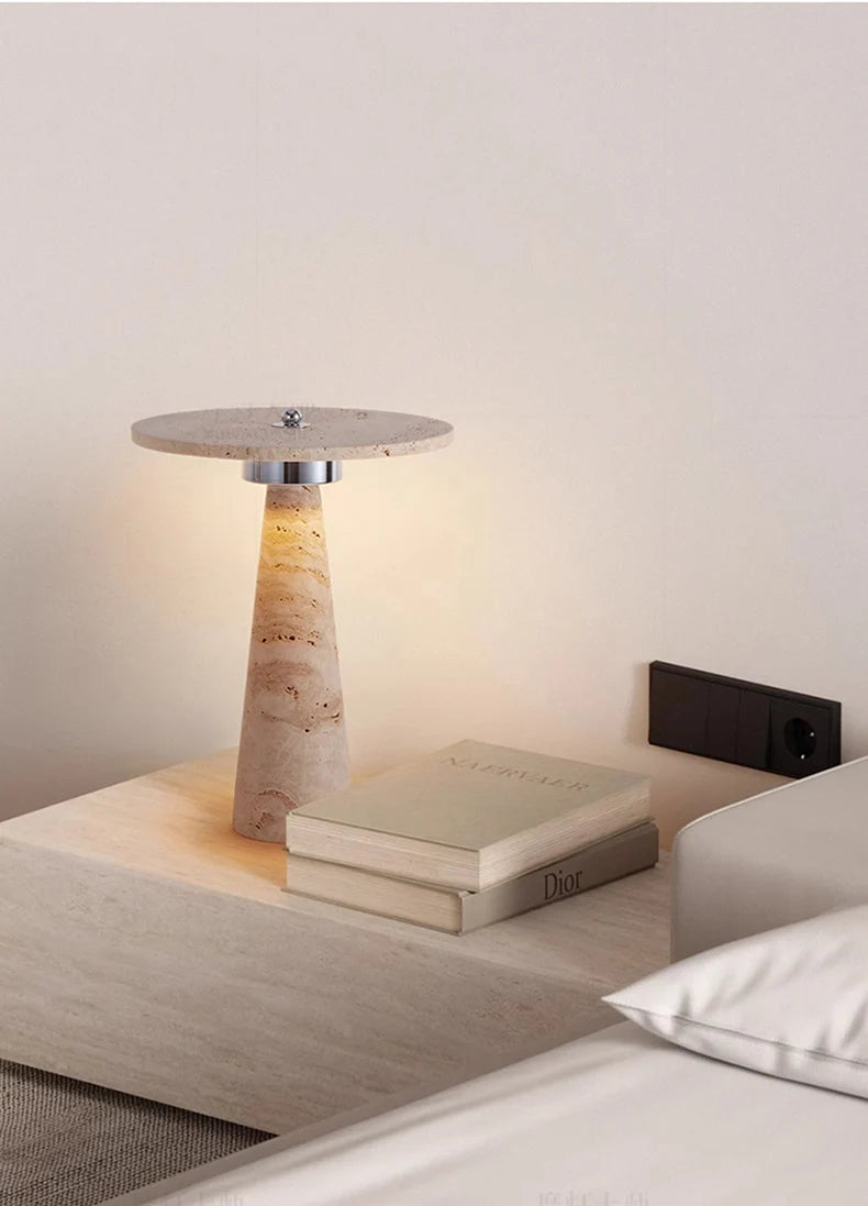 Travertine Mushroom Lamp | The Stone Vessel