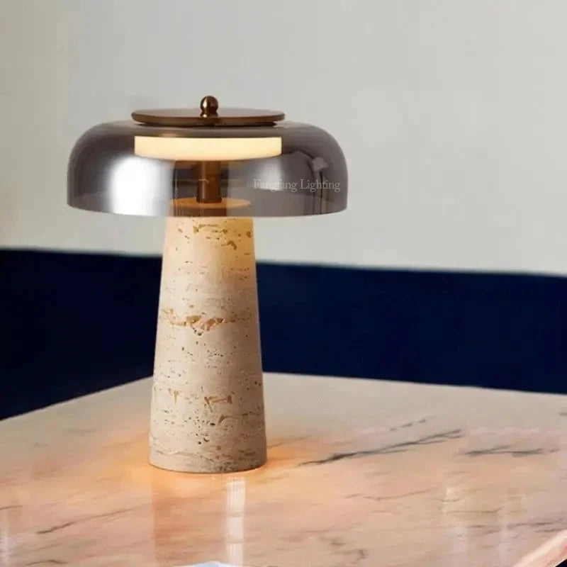 Travertine Mushroom Lamp | The Stone Vessel