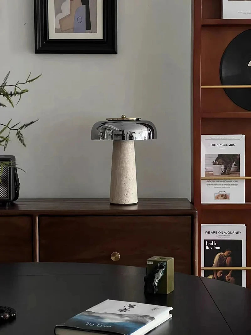 Travertine Mushroom Lamp | The Stone Vessel