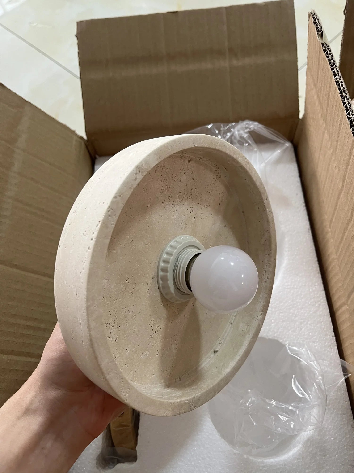 Travertine Saucer Pendant | The Stone Halo