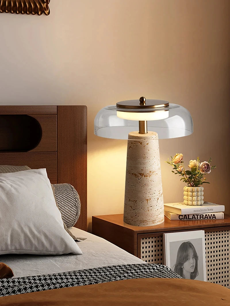 Travertine Mushroom Lamp | The Stone Vessel