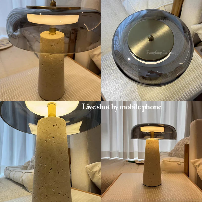 Travertine Mushroom Lamp | The Amber Vessel