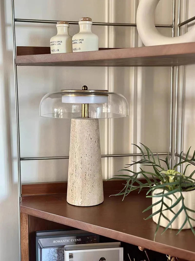 Travertine Mushroom Lamp | The Stone Vessel