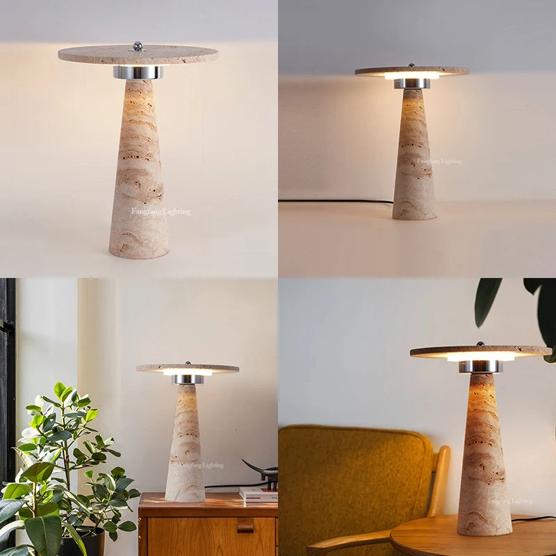 Travertine Mushroom Lamp | The Stone Vessel