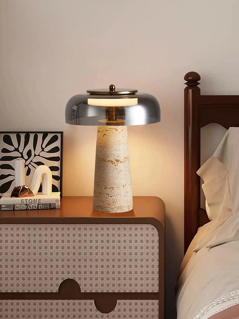 Travertine Mushroom Lamp | The Stone Vessel