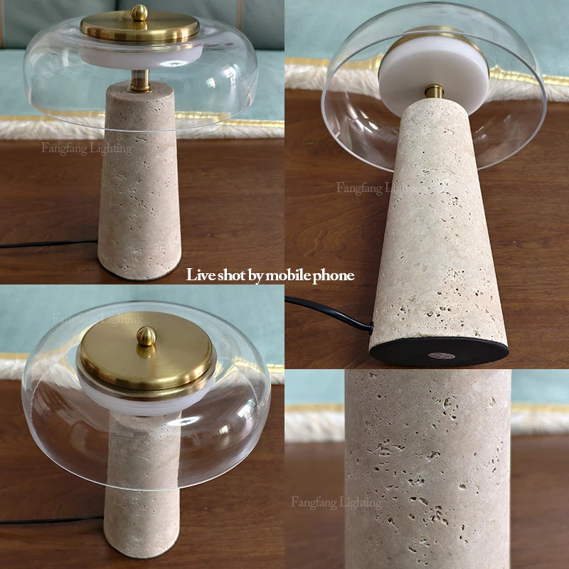 Travertine Mushroom Lamp | The Stone Vessel