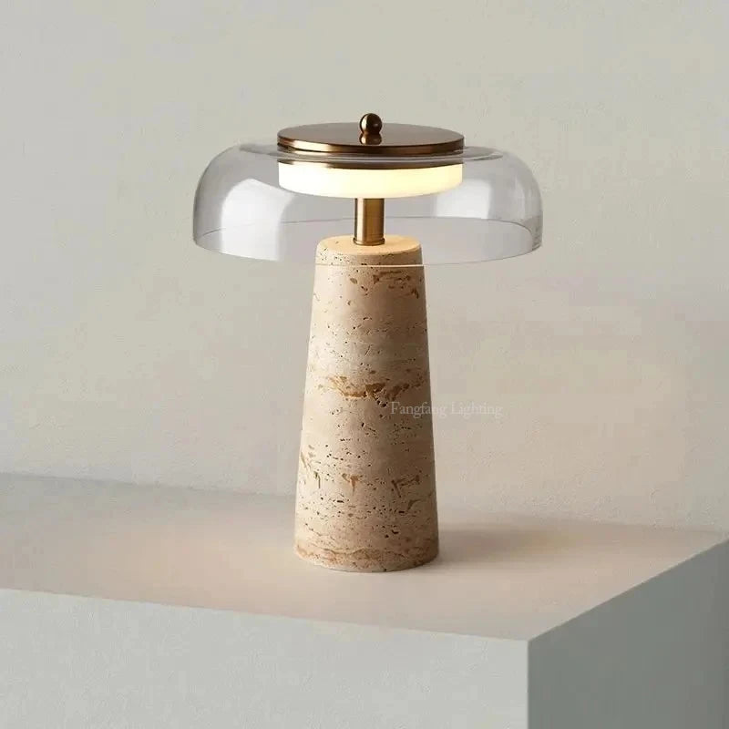 Travertine Mushroom Lamp | The Stone Vessel