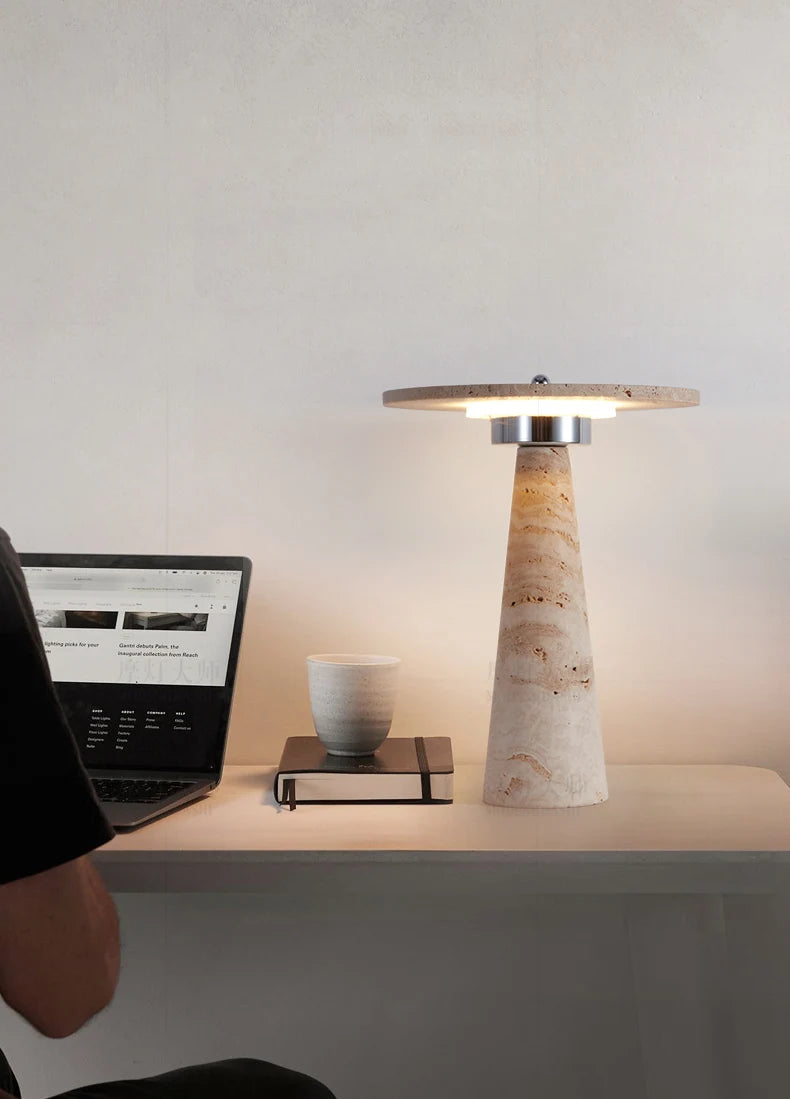 Travertine Mushroom Lamp | The Stone Vessel