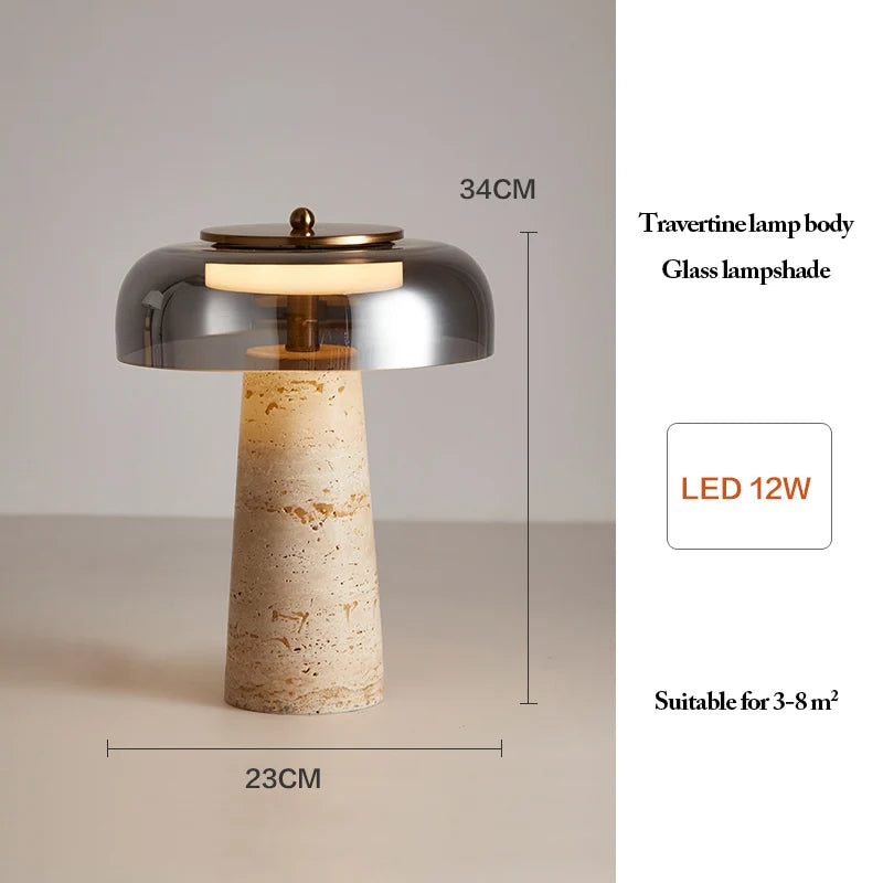 Travertine Mushroom Lamp | The Stone Vessel