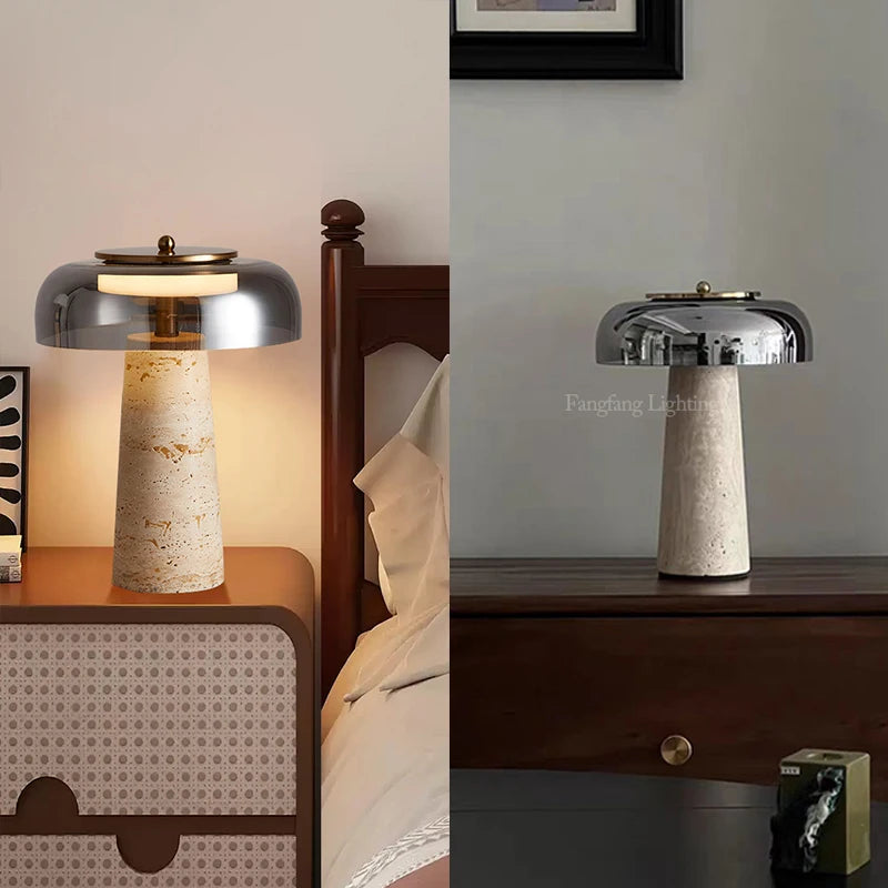 Travertine Mushroom Lamp | The Amber Vessel