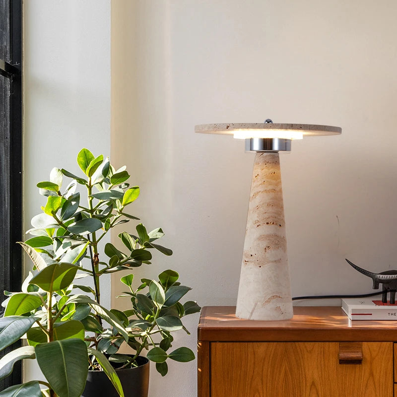 Travertine Mushroom Lamp | The Stone Vessel