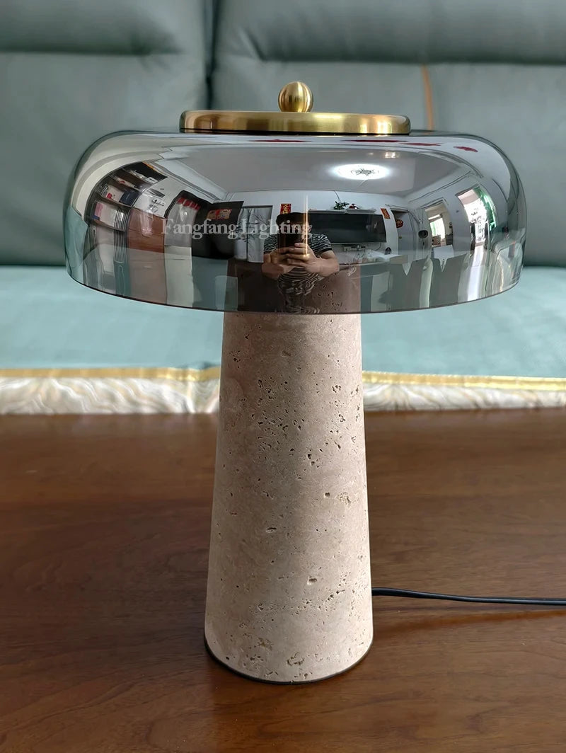 Travertine Mushroom Lamp | The Stone Vessel