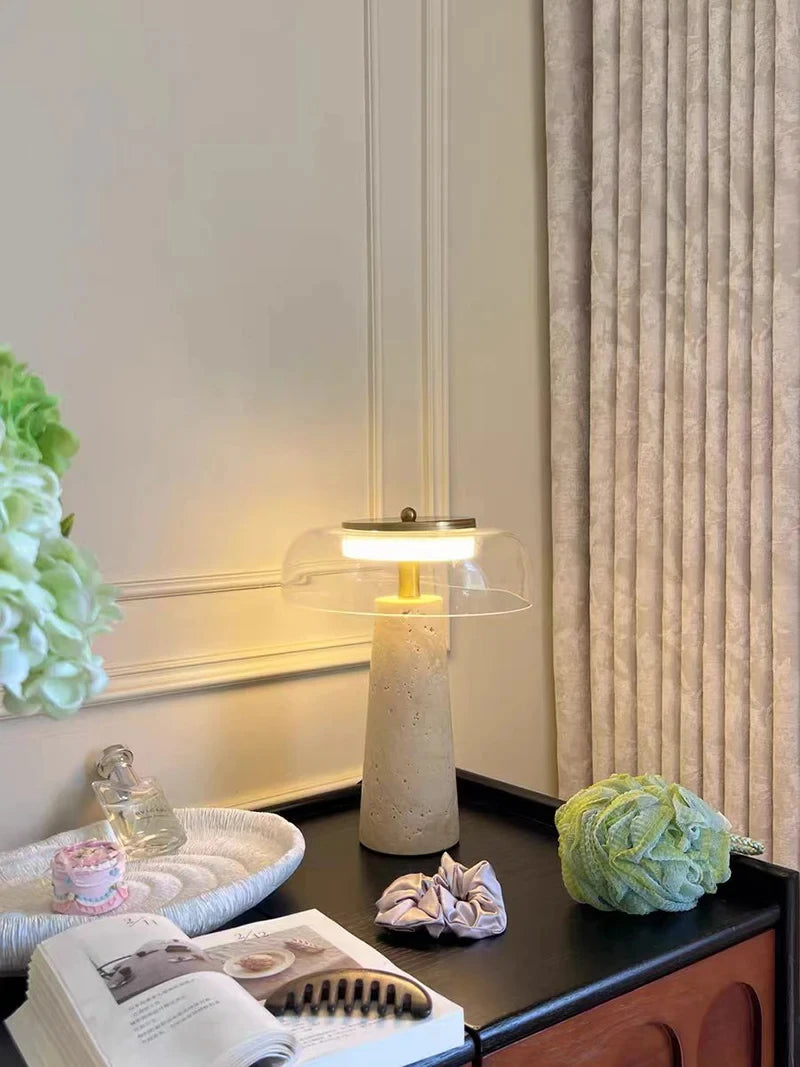 Travertine Mushroom Lamp | The Stone Vessel