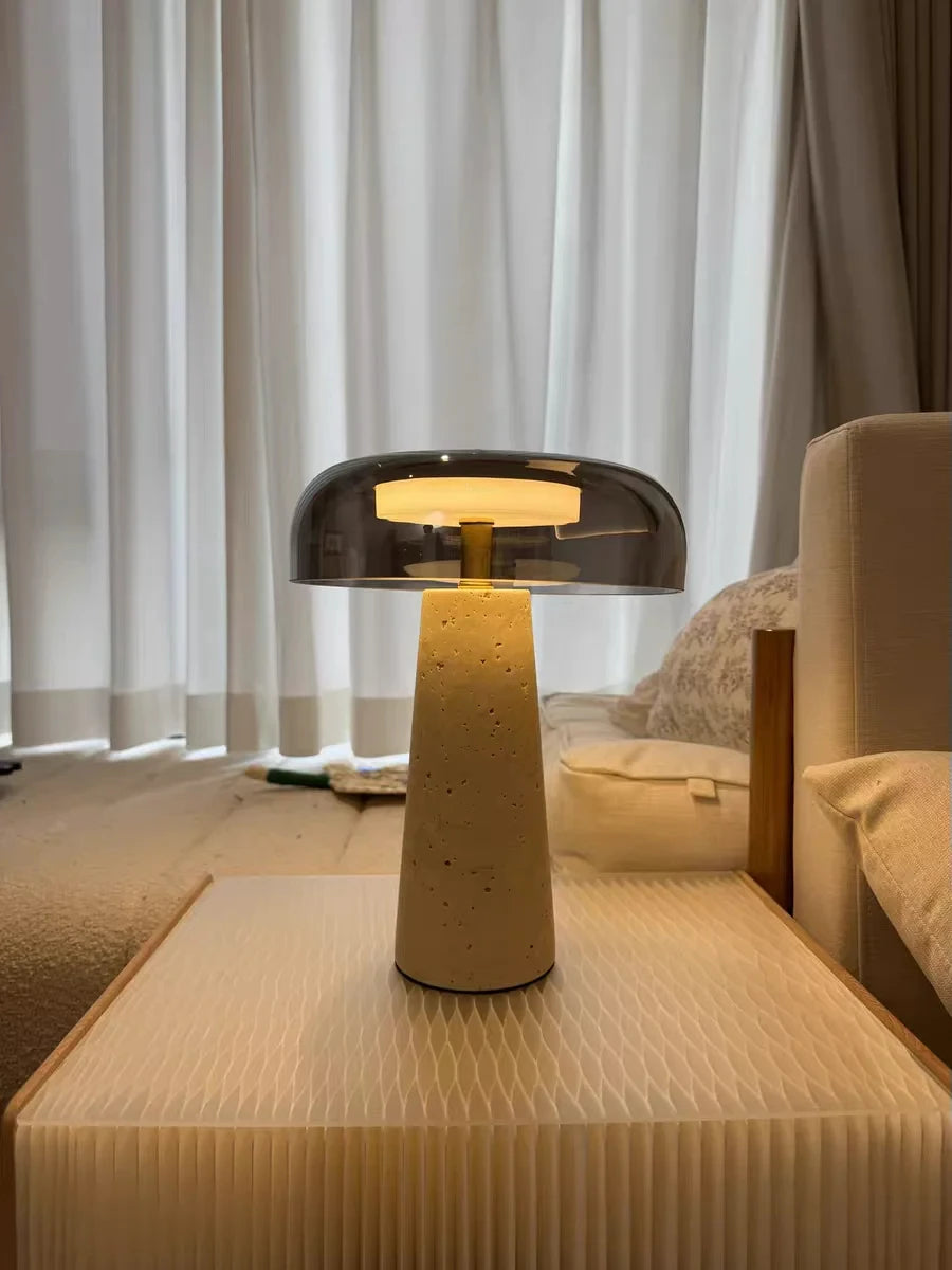 Travertine Mushroom Lamp | The Stone Vessel