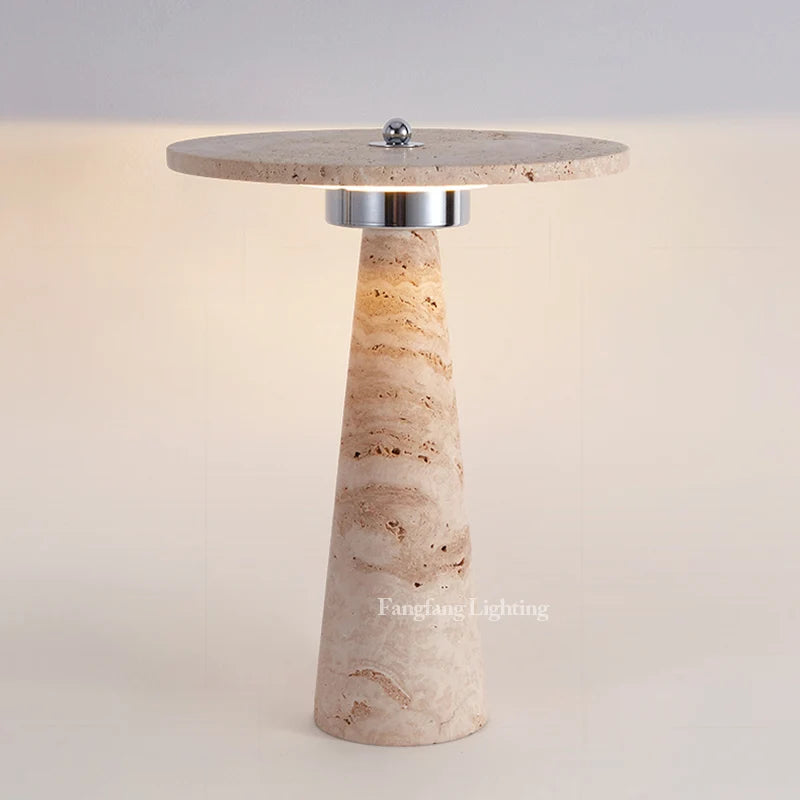 Travertine Mushroom Lamp | The Stone Vessel
